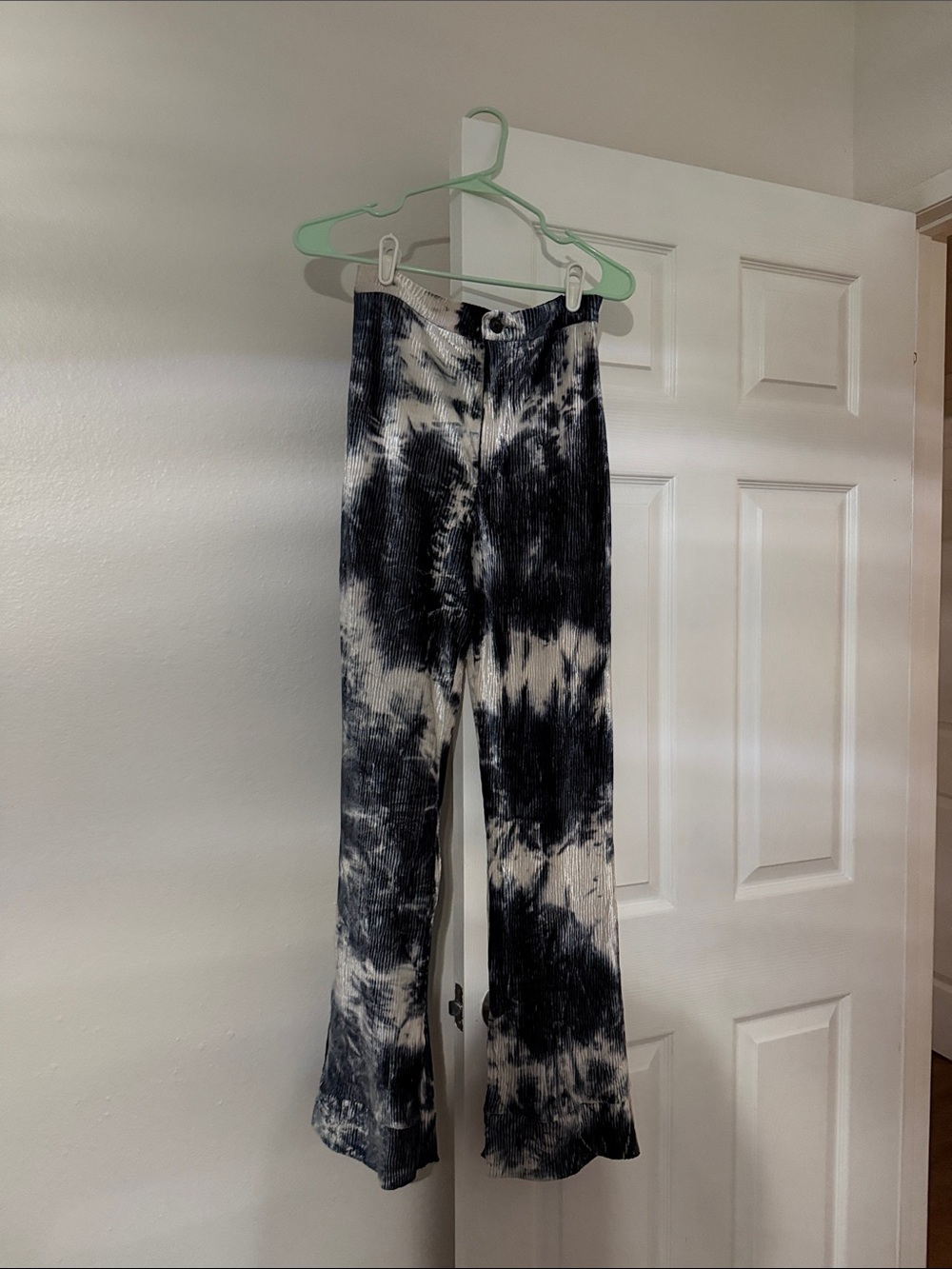 Tie-Dye Boot Cut Pants - Navy & White